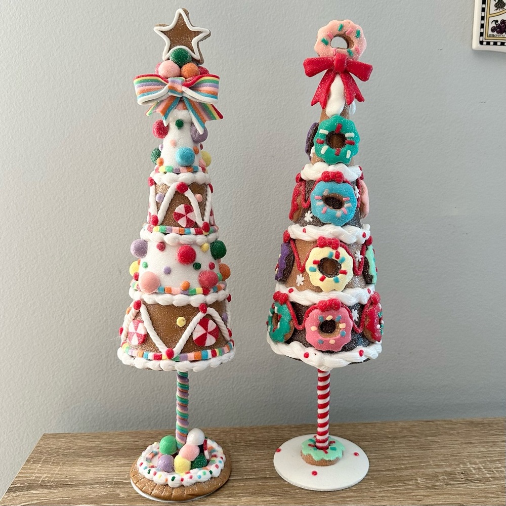 Kitchen Christmas Treats Decorative Trees, set of two, polymer clay